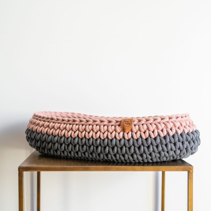 Sunny Basket two tone kattenmand ovaal charcoal antraciet en roze blush