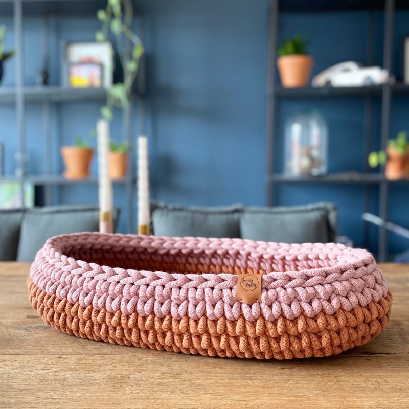 Sunny Basket two tone kattenmand ovaal terracotta rood en roze blush