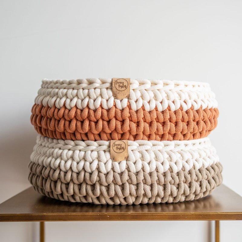 Sunny Basket two tone kattenmand wit creme en zand en terracotta rood