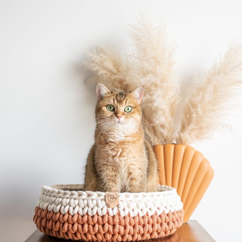 Sunny Basket two tone kattenmand wit creme en zand en terracotta rood
